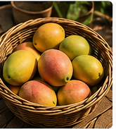 Erntekorb mit Mangos