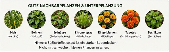 Gute Nachbarpflanzen für Süßkartoffeln